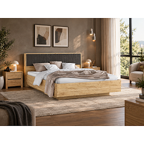 Кровать Марвэл без обивки дуб крафт без П/М 160x200, изголовье жесткое