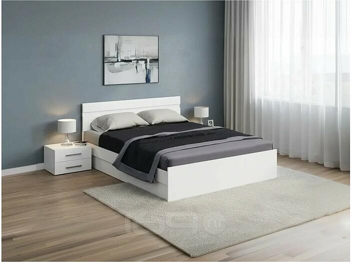 Кровать Нэнси без обивки белый глянец без П/М 1600x2000, изголовье жесткое