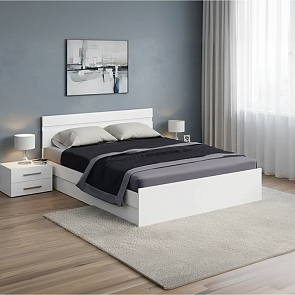 Кровать Нэнси без обивки белый глянец без П/М 1600x2000, изголовье жесткое