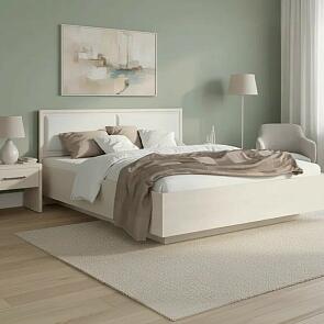 Кровать Престиж экокожа сандал светлый без П/М 1600x2000, изголовье мягкое