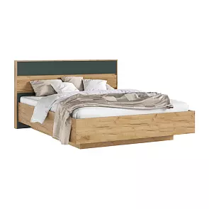 С/Г Роджина Кровать парящая 1,6м (ортопед дерево) (Изумрудный/Дуб крафт, Дуб крафт)