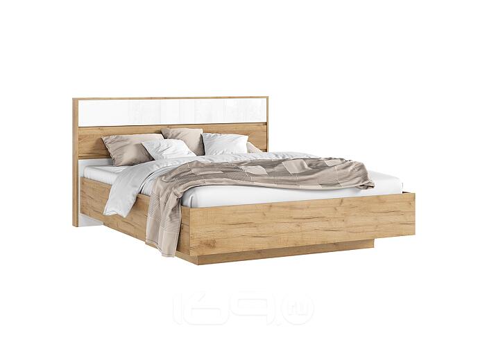 С/Г Роджина Кровать парящая 1,6м (ортопед металл) (Белый глянец холодный/Дуб Крафт, Дуб Крафт)