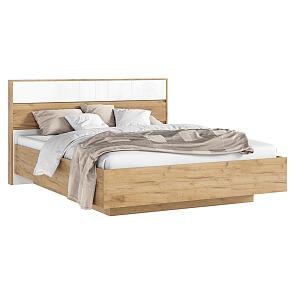 С/Г Роджина Кровать парящая 1,6м (ортопед металл) (Белый глянец холодный/Дуб Крафт, Дуб Крафт)