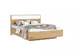 Кровать Роджина без обивки графит, дуб крафт без П/М 160x200, изголовье жесткое