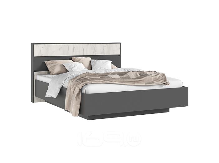 С/Г Роджина Кровать парящая 1,6м (ортопед металл) (Дуб Крафт Белый/Графит, Графит)