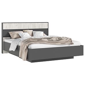 С/Г Роджина Кровать парящая 1,6м (ортопед металл) (Дуб Крафт Белый/Графит, Графит)