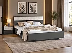 Кровать Роджина без обивки дуб крафт белый, графит без П/М 160x200, изголовье жесткое