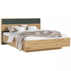 Кровать Роджина без обивки дуб крафт без П/М 1600x2000, ортопедическое основание, изголовье жесткое