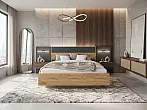 Кровать Роджина без обивки изумрудный, дуб крафт без П/М 160x200, изголовье жесткое