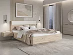 Кровать Роджина без обивки кашемир, дуб крафт серый без П/М 160x200, изголовье жесткое