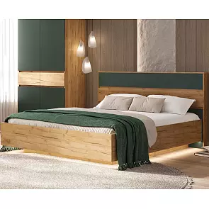 Кровать Роджина с подсветкой без обивки дуб крафт без П/М 1600x2000, изголовье жесткое