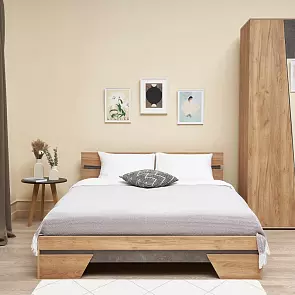 Соренто Кровать 1,6м (Дуб крафт/Бетон темный)