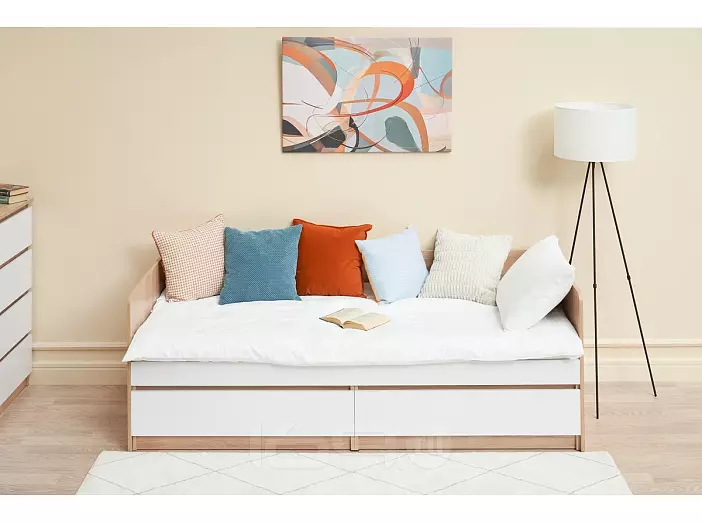 Кровать Челси без обивки белый глянец без подъёмного механизма 800x2000, без ортопедического основания, изголовье жесткое