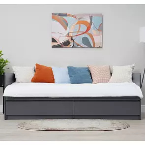 Кровать Челси без обивки графит без П/М 800x2000, изголовье жесткое
