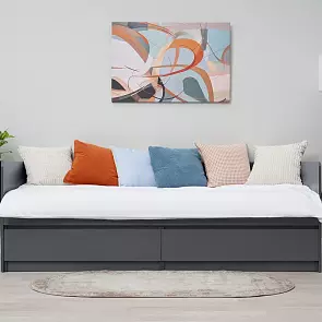 Кровать Челси без обивки графит без П/М 800x2000, изголовье жесткое