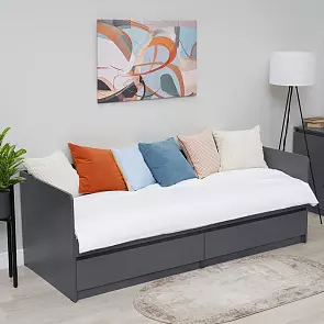 Кровать Челси без обивки графит без П/М 800x2000, изголовье жесткое