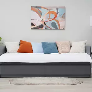 Кровать Челси без обивки графит без П/М 800x2000, изголовье жесткое