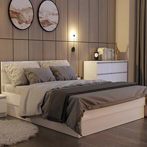 Кровать Челси без обивки белый глянец без П/М 1400x2000, изголовье жесткое