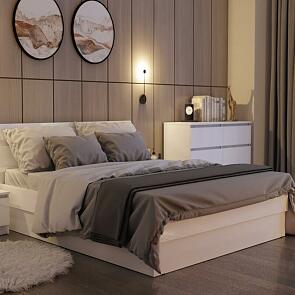 Кровать Челси без обивки белый глянец без П/М 1400x2000, изголовье жесткое