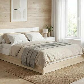 Кровать Челси без обивки белый глянец без П/М 1400x2000, изголовье жесткое