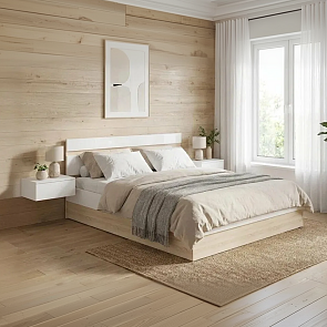 Кровать Челси без обивки белый глянец без П/М 1400x2000, изголовье жесткое