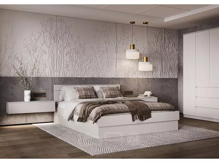 Кровать Челси без обивки кашемир без П/М 1400x2000, изголовье жесткое