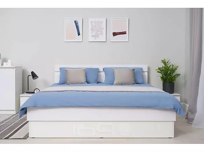 Кровать Челси без обивки белый глянец без подъёмного механизма 1600x2000, без ортопедического основания, изголовье жесткое