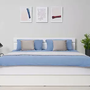 Кровать Челси без обивки белый глянец без П/М 1600x2000, изголовье жесткое