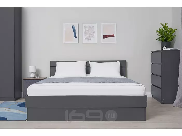 Челси Кровать 1,6м (Графит, графит)