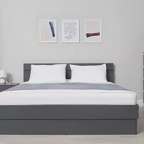 Кровать Челси без обивки графит без П/М 1600x2000, изголовье жесткое