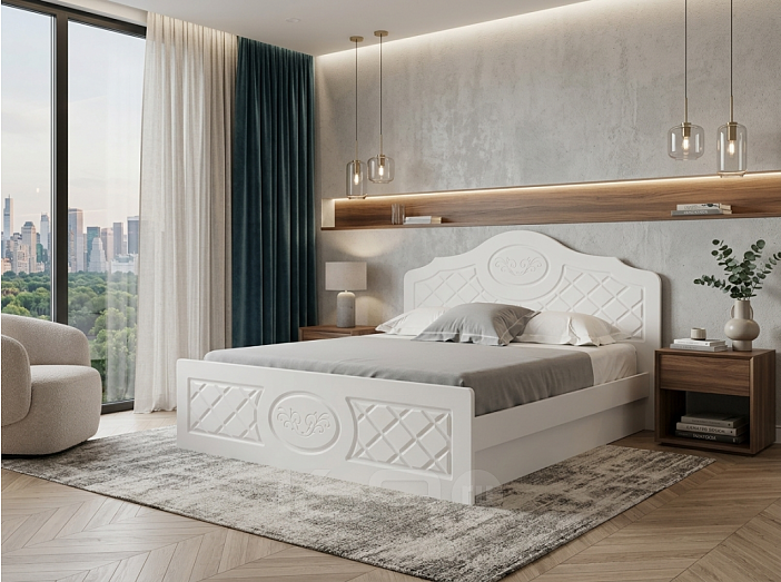 Кровать Престиж без обивки белый без П/М 1400x2000, изголовье жесткое