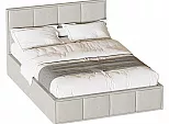 Кровать Октавия велюр бежевый 1600x2000, изголовье мягкое