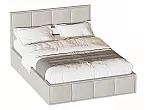 Кровать Октавия велюр бежевый 1600x2000, изголовье мягкое