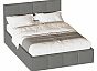 Кровать Октавия велюр серый 1600x2000, изголовье мягкое