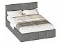 Кровать Октавия велюр серый 1800x2000, изголовье мягкое