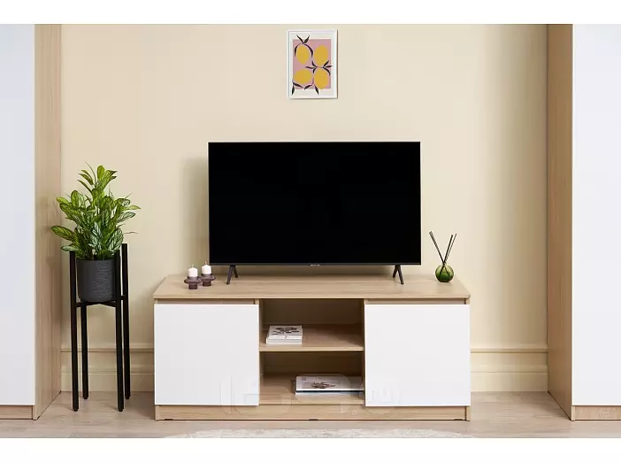 Челси Тумба ТВ (Белый глянец холодный, дуб сонома)