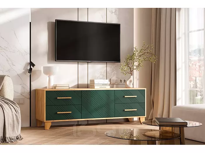 Ирис Тумба ТВ (1500) (Браш Мени Грин, Дуб Крафт)