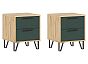 Флэш Тумбы прикроватные (2шт) (Браш Мени Грин, Дуб Крафт)