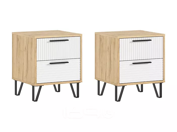 Флэш Тумбы прикроватные (2шт) (Браш Вайт, Дуб Крафт)