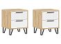 Флэш Тумбы прикроватные (2шт) (Браш Вайт, Дуб Крафт)