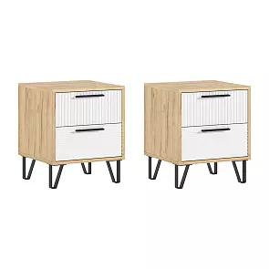 Флэш Тумбы прикроватные (2шт) (Браш Вайт, Дуб Крафт)