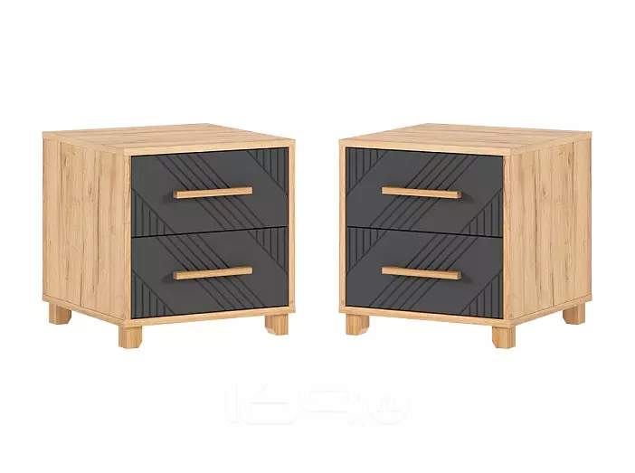 Ирис Тумбы прикроватные (2шт) (Браш Графит, Дуб Крафт)