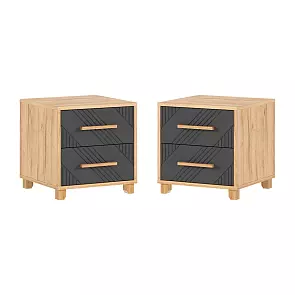 Ирис Тумбы прикроватные (2шт) (Браш Графит, Дуб Крафт)