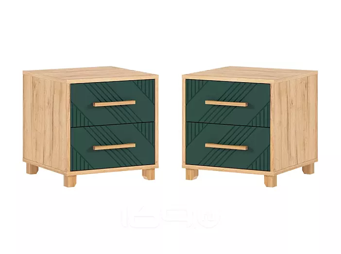 Ирис Тумбы прикроватные (2шт) (Браш Мени Грин, Дуб Крафт)