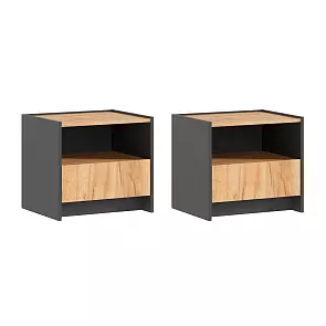 Остин Тумбы прикроватные (2 шт) (Дуб крафт, Графит)
