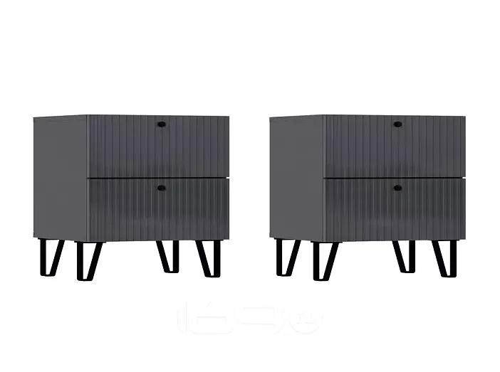 С/Г Оливия Тумбы 2 ящика (Графит глянец, Графит)