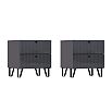 С/Г Оливия Тумбы 2 ящика (Графит глянец, Графит)