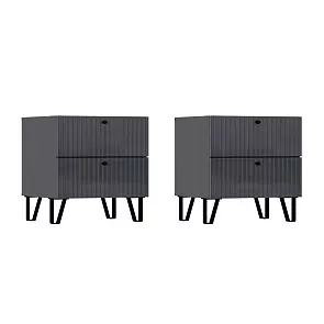 С/Г Оливия Тумбы 2 ящика (Графит глянец, Графит)