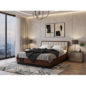 Кровать Магнолия экокожа дерево С П/М 1600x2000, ортопедическое основание, изголовье мягкое