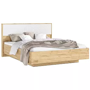 Кровать Флэш без обивки дуб крафт/браш вайт С П/М 1600x2000, ортопедическое основание, изголовье жесткое